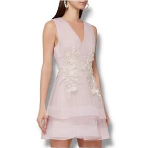 BCBGMAXAZRIA Embroidered Tulle Mini HoCo Dress 0 Lavender Mist NEW $398